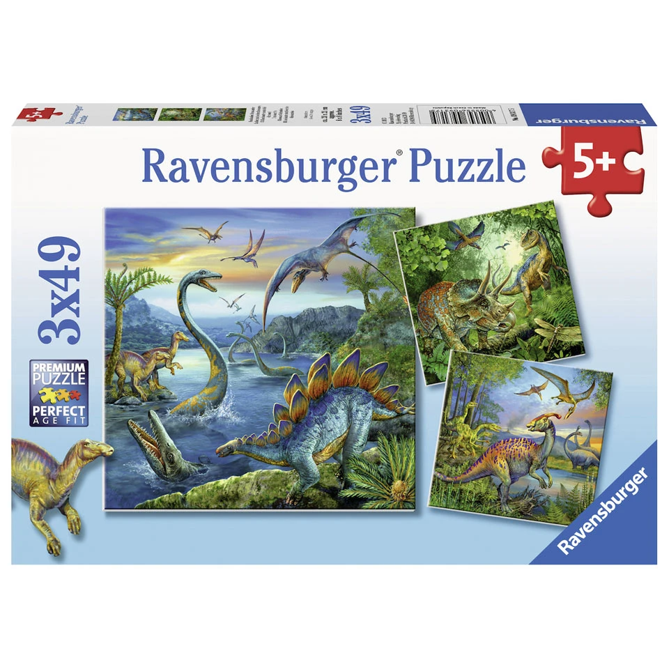 Ravensburger Puzzelset Dinosaurus - 3 X 49 Stukjes 1 Ravensburger Puzzelset Dinosaurus - 3 X 49 Stukjes