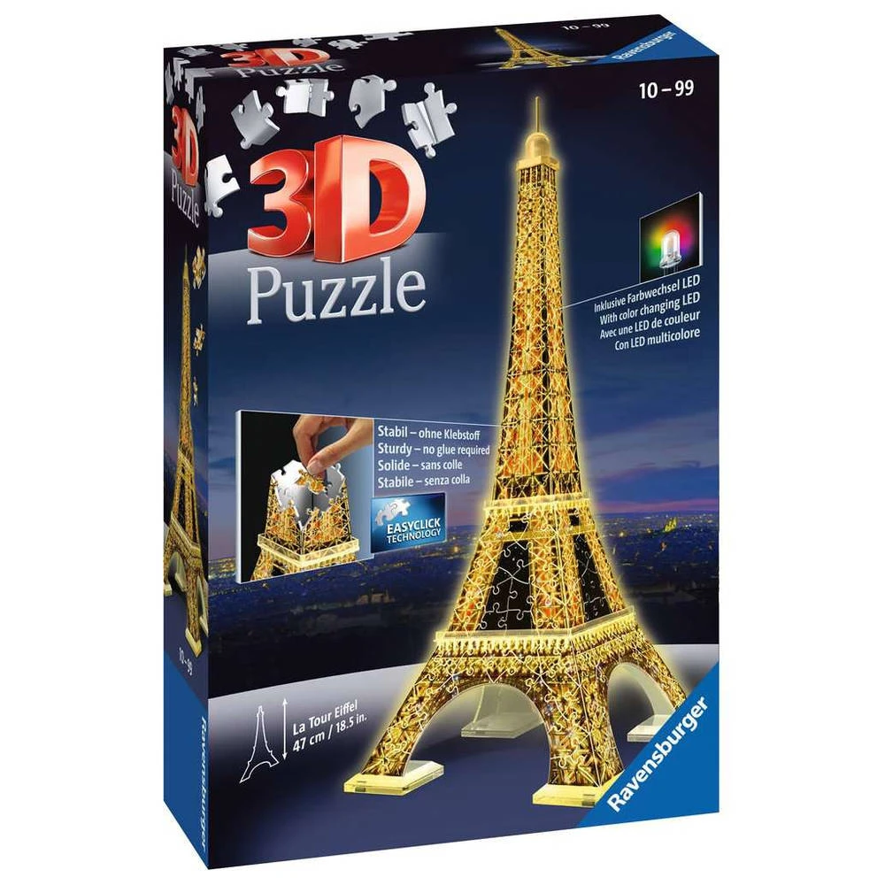 Ravensburger 3D-puzzel Eiffeltoren Night Edition - 216 Stukjes 3 Ravensburger 3D-puzzel Eiffeltoren Night Edition - 216 Stukjes - Afbeelding 3
