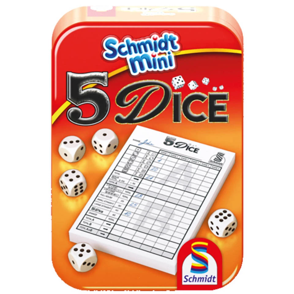 999 Games 5 Dice Dobbelspel In Blik - Mini 1 999 Games 5 Dice Dobbelspel In Blik - Mini