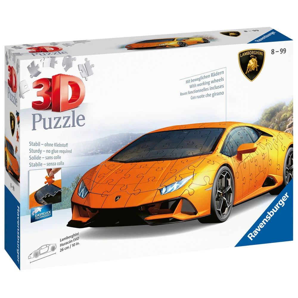 Ravensburger 3D-puzzel Oranje Lamborghini Huracán EVO - 108 Stukjes 2 Ravensburger 3D-puzzel Oranje Lamborghini Huracán EVO - 108 Stukjes - Afbeelding 2