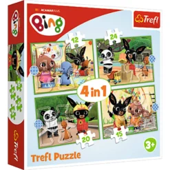 No Brand Bing 4-in-1 Puzzelset Bing Is Blij - 12 + 15 + 20 + 24 Stukjes