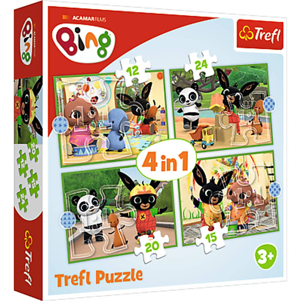 No Brand Bing 4-in-1 Puzzelset Bing Is Blij - 12 + 15 + 20 + 24 Stukjes 1 No Brand Bing 4-in-1 Puzzelset Bing Is Blij - 12 + 15 + 20 + 24 Stukjes