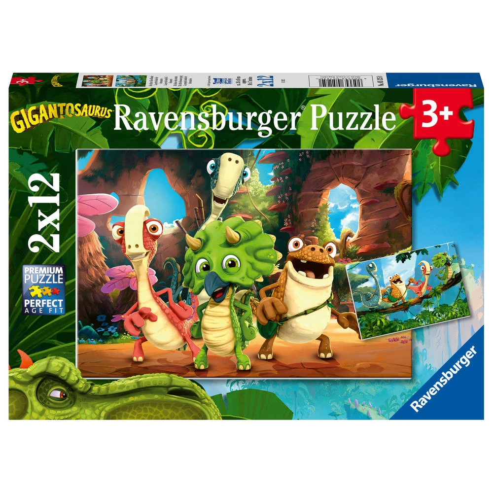 Ravensburger Puzzelset De Kleine Dinobende - 2 X 12 Stukjes 1 Ravensburger Puzzelset De Kleine Dinobende - 2 X 12 Stukjes
