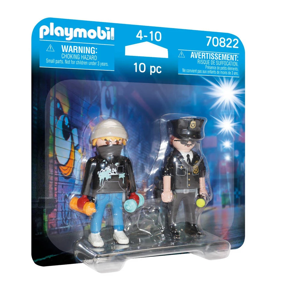 PLAYMOBIL DuoPack Politieagent En Graffiti Spuiter 70822 1 PLAYMOBIL DuoPack Politieagent En Graffiti Spuiter 70822