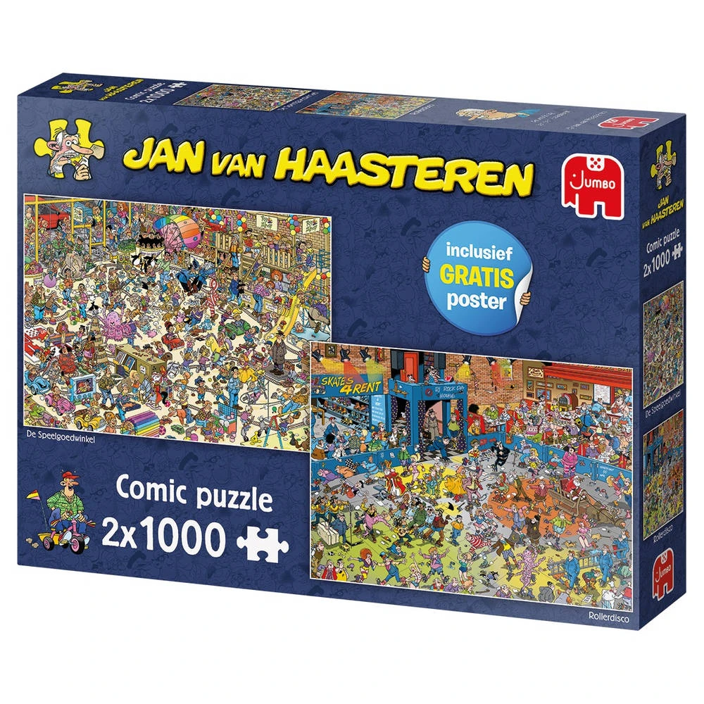 Jumbo Jan Van Haasteren Puzzelset De Speelgoedwinkel & Rollerdisco - 2 X 1000 Stukjes 2 Jumbo Jan Van Haasteren Puzzelset De Speelgoedwinkel & Rollerdisco - 2 X 1000 Stukjes - Afbeelding 2