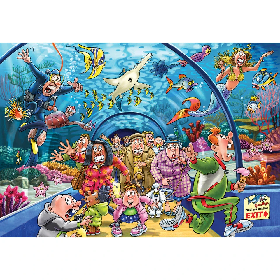 Jumbo Wasgij Original 43 Puzzel Aquarium Antics - 1000 Stukjes 3 Jumbo Wasgij Original 43 Puzzel Aquarium Antics - 1000 Stukjes - Afbeelding 3
