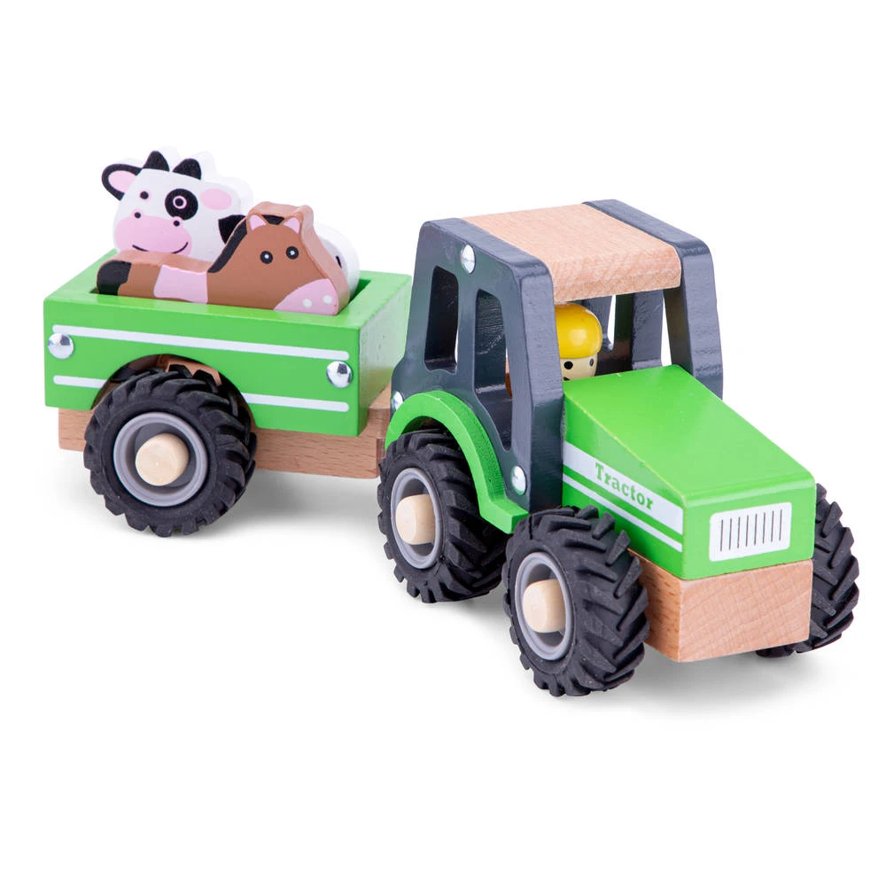 No Brand New Classic Toys Houten Tractor Met Aanhanger + Dieren 1 No Brand New Classic Toys Houten Tractor Met Aanhanger + Dieren